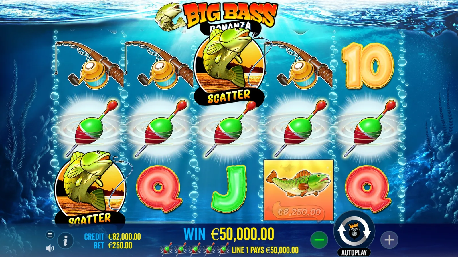 Big Bass Bonanza pokie gameplay screenshot