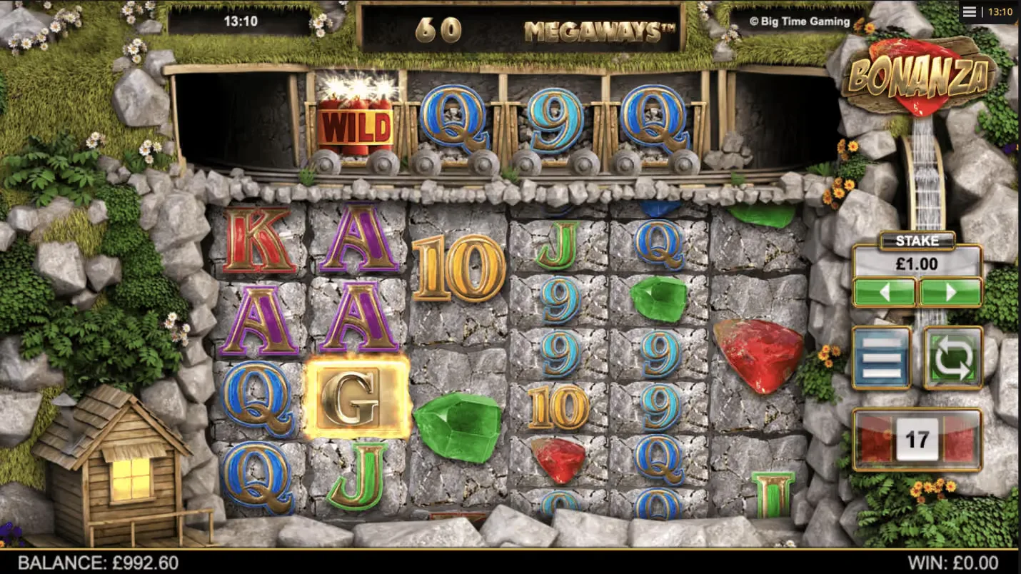 Bonanza Megaways pokie gameplay screenshot