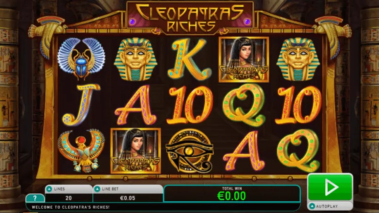 Cleopatra's Riches pokie gameplay screenshot