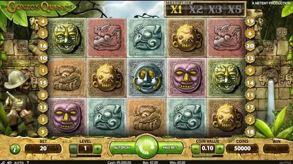 Gonzo's Quest pokie gameplay screenshot