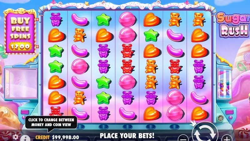 Sugar Rush pokie gameplay screenshot